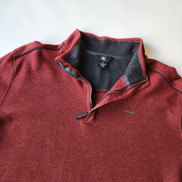 Mens Calvin Klein Red Knit Sweater Pullover - Picture 2 of 14